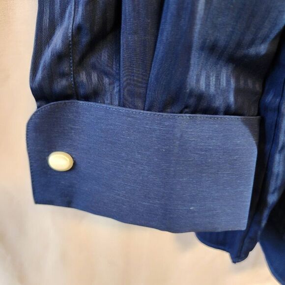 STACY ADAMS BLUE PIN STRIPE NWT SIZE 17 34/35 SHIRT FRENCH CUFFS LONG SLEEVE - Picture 5 of 10